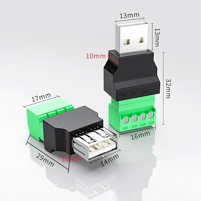 rayihni محول USB بدون لحام USB ذكر/أنثى إلى موصل كتلة طرفية 4 طرق - Image 2