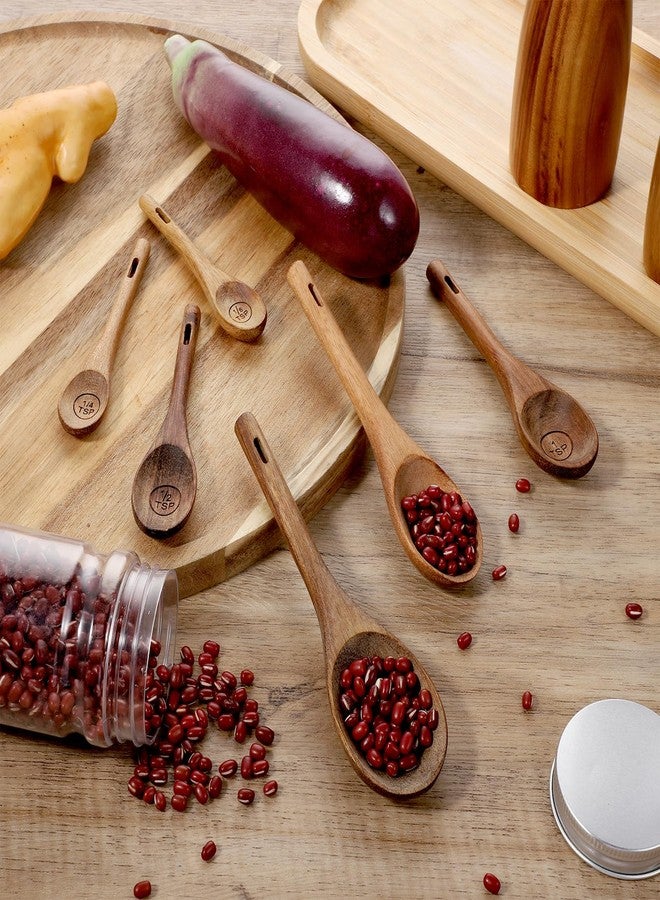 Xyembu 6pcs Wooden Measuring Spoons and Scoops Set Natural Acacia Wooden Measuring Spoons Measurings Tablespoons for Measurings Dry Ingredients(1/8 tsp+1/4 tsp+1/2 tsp+1 tsp+1/2 tbsp+1 tbsp) - Image 4