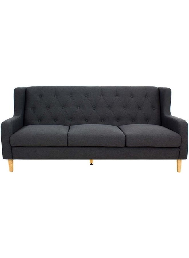 Comfynest Comfynest Zirco 3Seater Fabric Sofa With 2Year Warranty 195X85X88Cm Dark Grey - Image 1