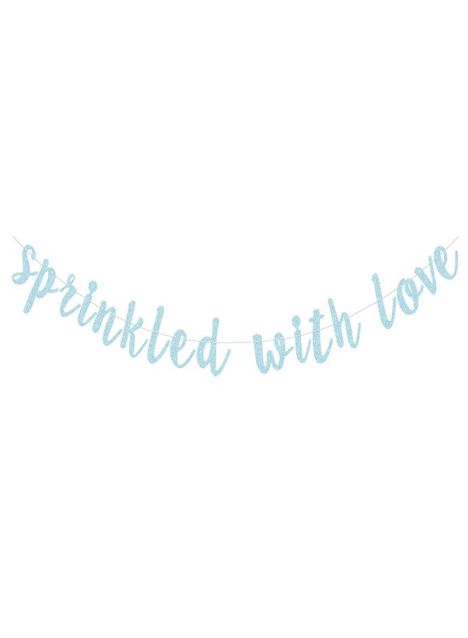 Giuffi Blue Glittery Sprinkled with Love Banner Papy Sign Garland for Baby Shower Decorations - Image 1