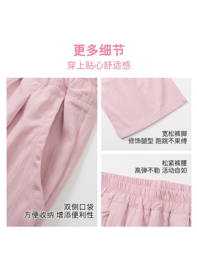 Bumblebee Girls' Summer Pants - Kids' Ice Silk Wide Leg Trousers, Loose Straight Cut With Flowy Drape, Breathable Elastic Waist Comfortable Play Pants For Big Girls - Image 5