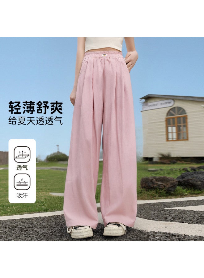 Bumblebee Girls' Summer Pants - Kids' Ice Silk Wide Leg Trousers, Loose Straight Cut With Flowy Drape, Breathable Elastic Waist Comfortable Play Pants For Big Girls - Image 2
