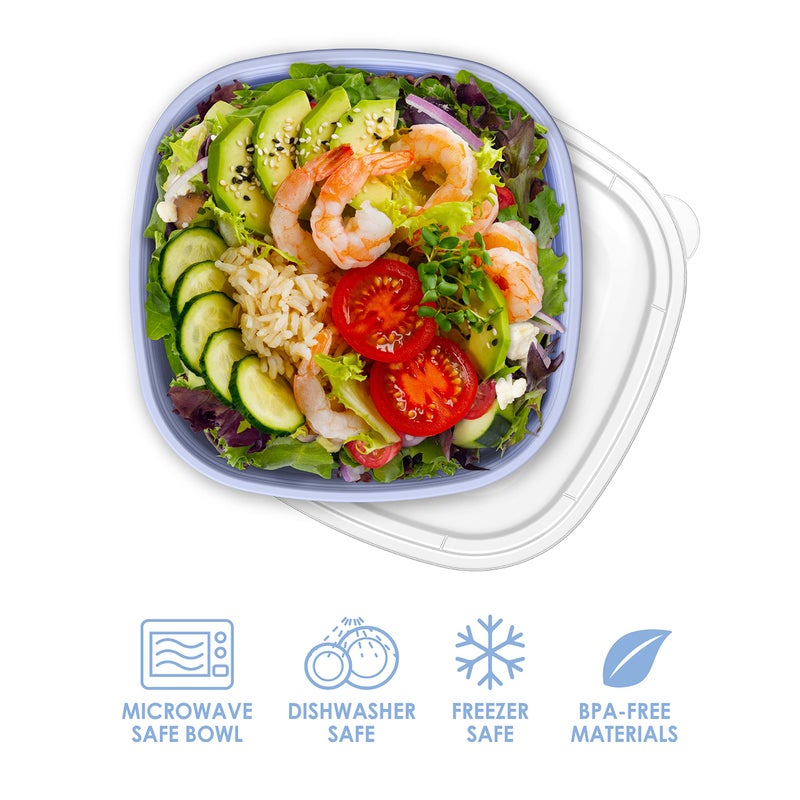 Bentgo Prep - 1-Compartment Bowls with Custom Fit Lids - Reusable  Microwaveable  Durable BPA-Free  Freezer and Dishwasher Safe Meal Prep Food Storage Containers - 10 Bowls & 10 Lids (Periwinkle) - Image 3