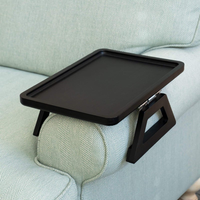 Shamrock Home Shamrock Home Bamboo Trayble Couch Arm Table Clip On Tray Sofa Table for Couches Sofa Arm Tray for TV Dinners Remotes Drinks Snacks and Small Spaces  1375 x 95inch Black 