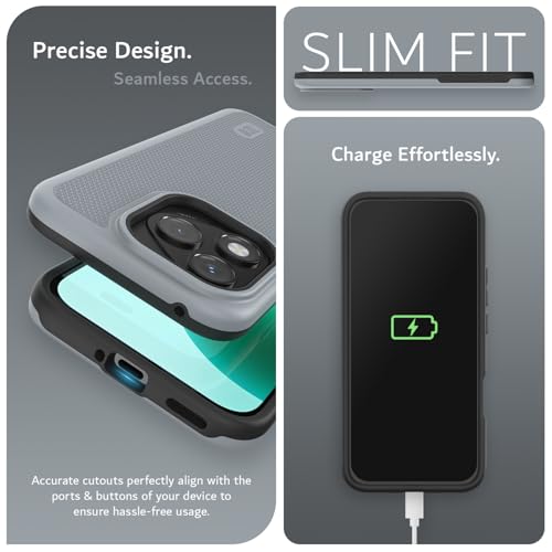 TUDIA DualShield Grip Designed for Honor 400 Lite (2025), [MergeGrip] Military Grade Dual Layer Shockproof Slim Tough Heavy Duty Protective Phone Case Cover (Grey) - Image 5