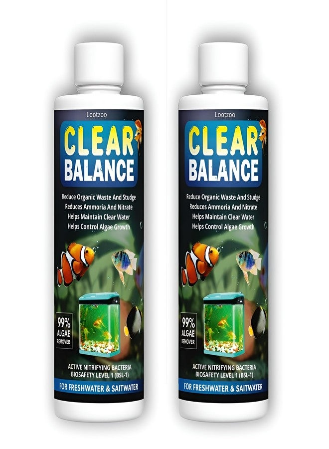 Clear Balance Nitrifying Bacteria Liquid (Pack of 2 | Each 200ml) | Reduces Organic Waste & Sludge | Keeps Aquarium Water Crystal Clear | for Fish Tanks - Image 1