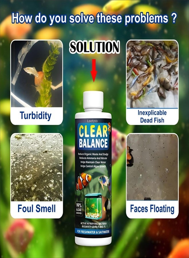Clear Balance Nitrifying Bacteria Liquid (Pack of 2 | Each 200ml) | Reduces Organic Waste & Sludge | Keeps Aquarium Water Crystal Clear | for Fish Tanks - Image 2