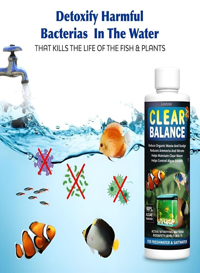 Clear Balance Nitrifying Bacteria Liquid (Pack of 2 | Each 200ml) | Reduces Organic Waste & Sludge | Keeps Aquarium Water Crystal Clear | for Fish Tanks - Image 4