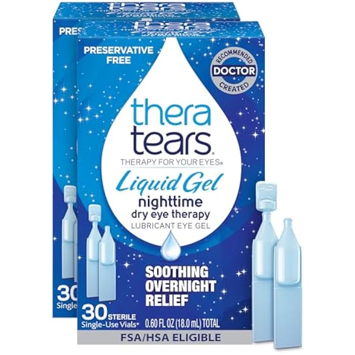 TheraTears Liquid Gel Nighttime Eye Drops for Dry Eyes, 30 Count (Pack of 2) - Image 1