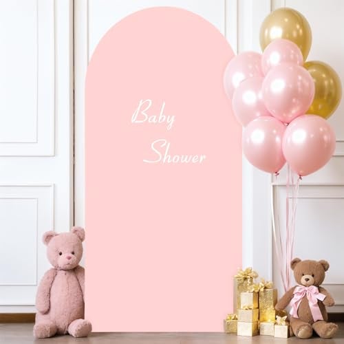 PARTISKY Dusty Rose Arch Backdrop Cover, 7.2FT Stretchy Fitted Wedding Arch Stand Covers 2-Sided Round Top Chiara Arch Backdrop Cover for Wedding Ceremony Birthday Party Baby Shower Banquet Decoration - Image 3