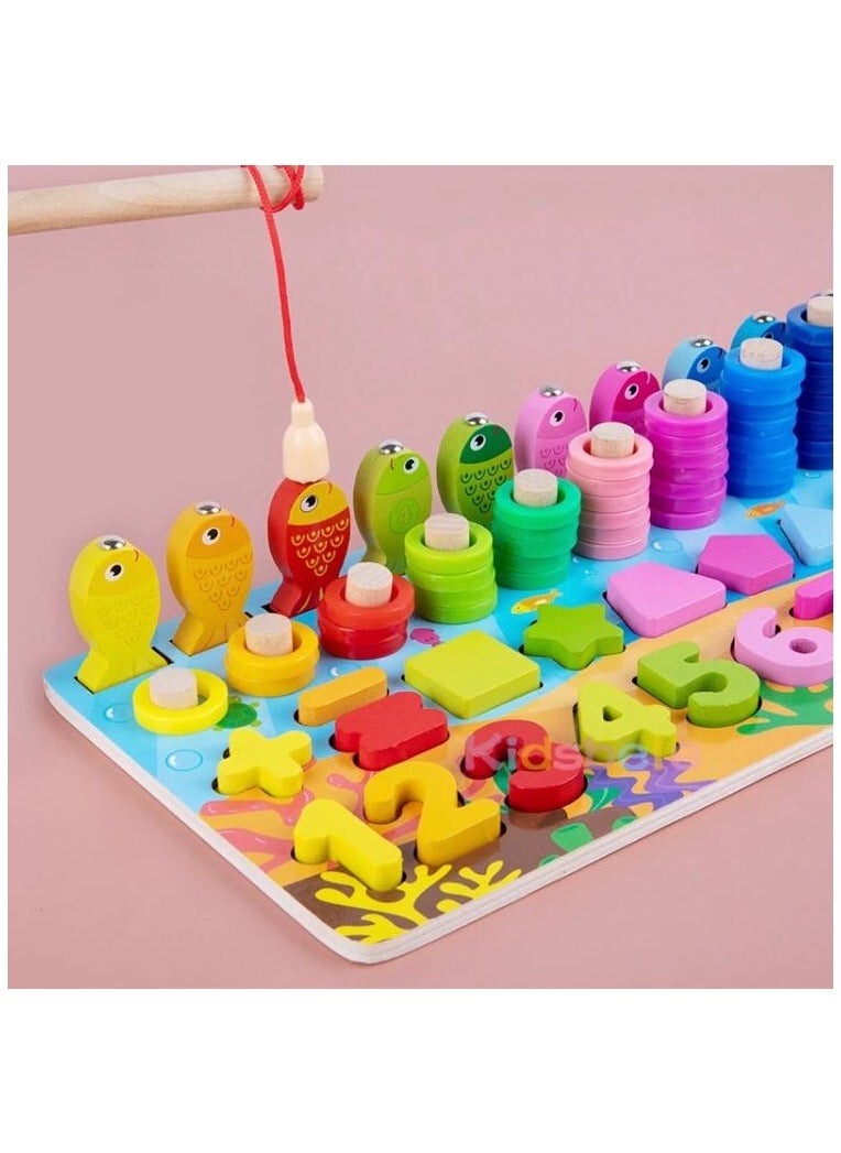 Toy Box - Montessori Wooden Small Fun Multifunctional Matching Busy Board Preschool Children's Fishing Puzzle Early Education Block Toys - Image 1