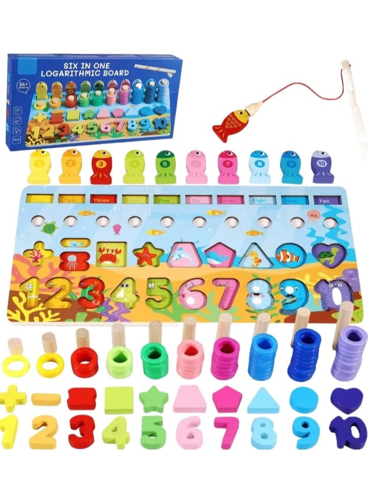 Toy Box - Montessori Wooden Small Fun Multifunctional Matching Busy Board Preschool Children's Fishing Puzzle Early Education Block Toys - Image 1