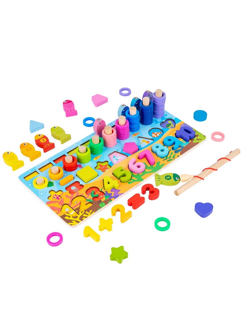 Toy Box - Montessori Wooden Small Fun Multifunctional Matching Busy Board Preschool Children's Fishing Puzzle Early Education Block Toys - Image 1