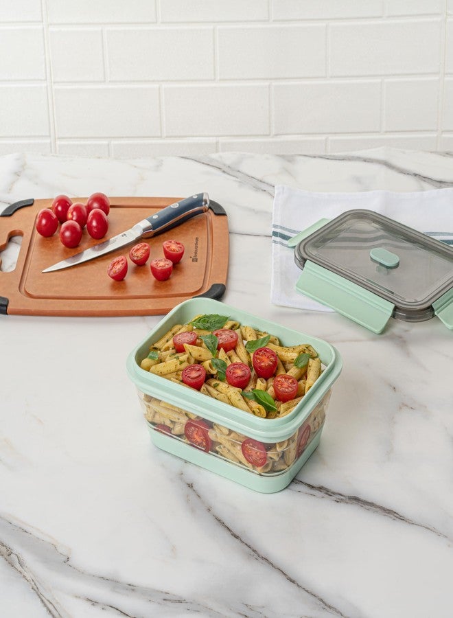 Restaurantware-Fresh Hero 40 Ounce Storage Containers, 1 Durable Airtight Food Containers - Microwavable, Freezable, Green Plastic, Collapsible, Dishwashable, With Vented Lids - Image 4