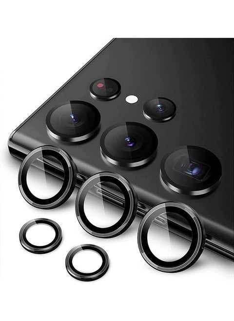 Camera Lens Glass Protector With Ring For Samsung Galaxy S23 Ultra - Black