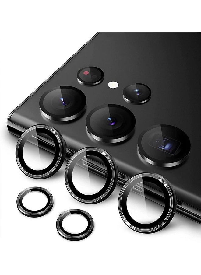 Generic Camera Lens Glass Protector With Ring For Samsung Galaxy S23 Ultra - Black  - Image 1