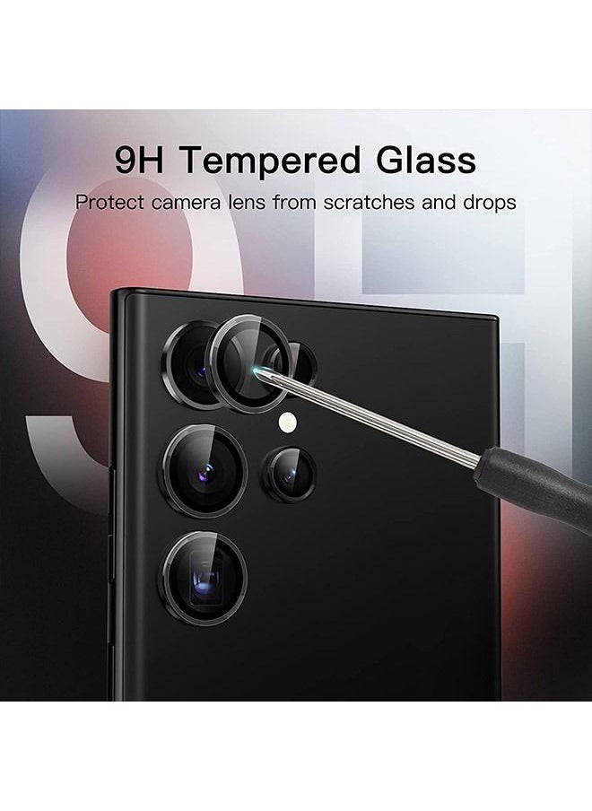 Generic Camera Lens Glass Protector With Ring For Samsung Galaxy S23 Ultra - Black  - Image 3