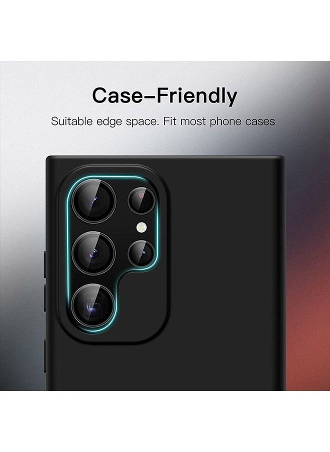 Generic Camera Lens Glass Protector With Ring For Samsung Galaxy S23 Ultra - Black  - Image 2