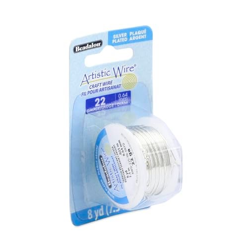 Artistic Wire, 22 Gauge Silver Plated Tarnish Resistant Colored Copper Craft Jewelry Wrapping Wire, Tarnish Resistant Silver, 8 yd - Image 1