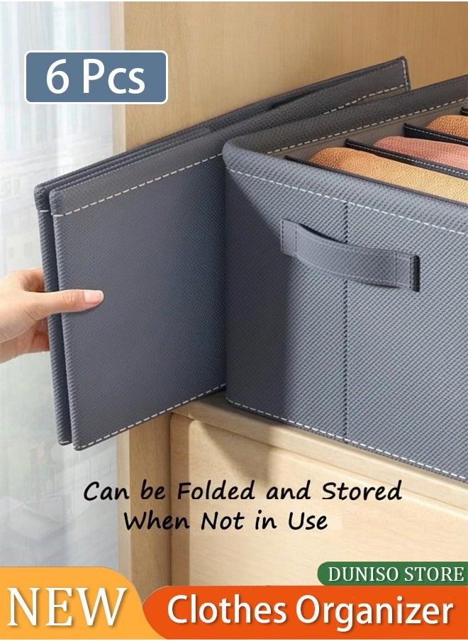 DUNISO Wardrobe Clothes Organizer, Large 6 Pack 44 Grids Jeans organizer for Closet Storage With Handles, T-shirt organizer, Pants organizer, Foldable Drawer Organizers Dividers For Clothing  - Image 2