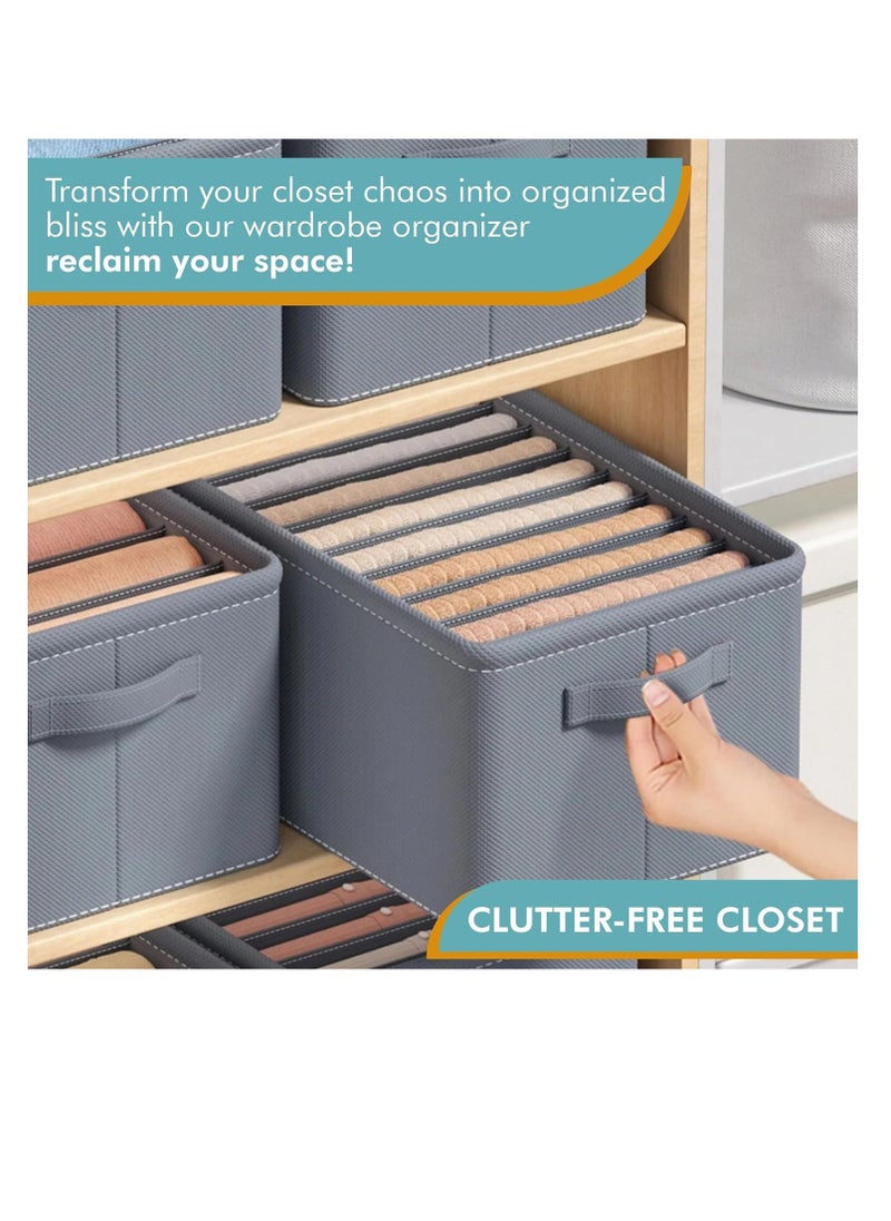 DUNISO Wardrobe Clothes Organizer, Large 6 Pack 44 Grids Jeans organizer for Closet Storage With Handles, T-shirt organizer, Pants organizer, Foldable Drawer Organizers Dividers For Clothing  - Image 5