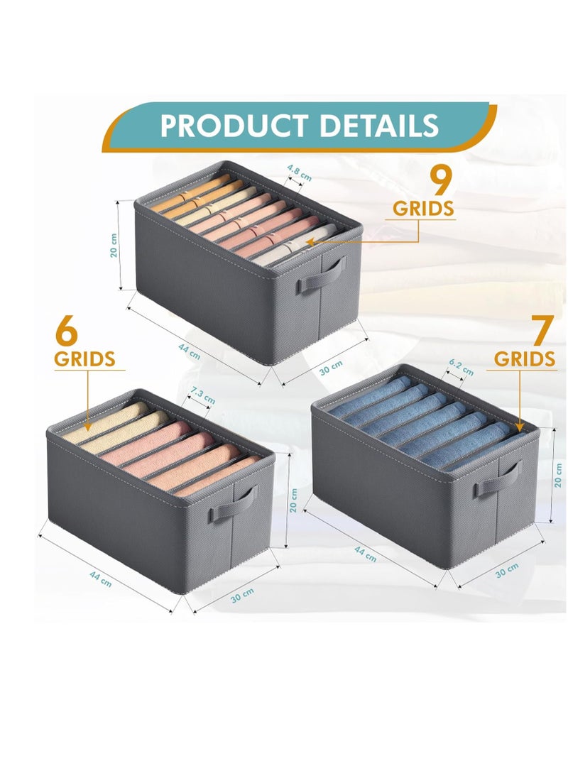 DUNISO Wardrobe Clothes Organizer, Large 6 Pack 44 Grids Jeans organizer for Closet Storage With Handles, T-shirt organizer, Pants organizer, Foldable Drawer Organizers Dividers For Clothing  - Image 4
