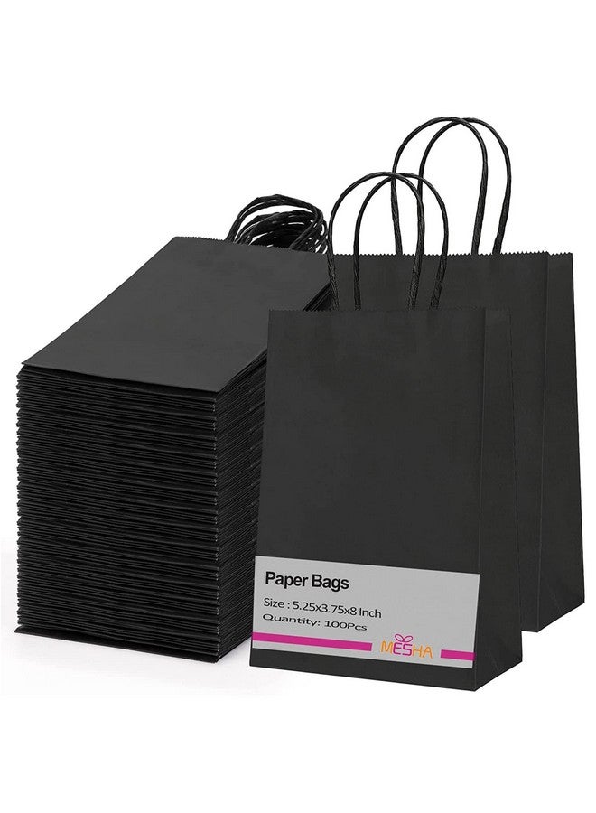 MESHA Paper Gift Bags 5.25X3.75X8 Black Small Paper Bags With Handles Bulk100 Pcs Kraft Paper Bags For Small Businesswedding Party Favor Bags - Image 1