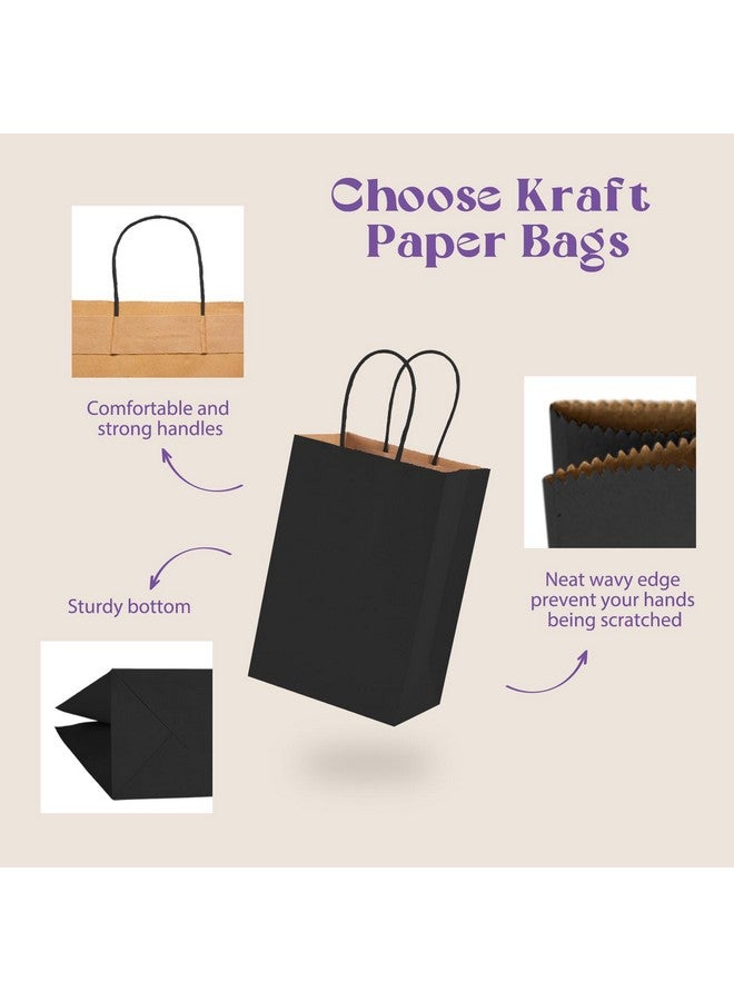 MESHA Paper Gift Bags 5.25X3.75X8 Black Small Paper Bags With Handles Bulk100 Pcs Kraft Paper Bags For Small Businesswedding Party Favor Bags - Image 3