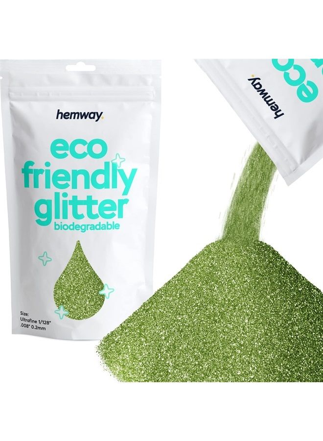 Hemway Eco Friendly Biodegradable Glitter 100g / 3.5oz Bio Cosmetic Safe Sparkle Vegan for Face, Eyeshadow, Body, Hair, Nail and Festival Makeup, Craft - Ultrafine (1/128" 0.008" 0.2mm) - Lime Green - Image 1