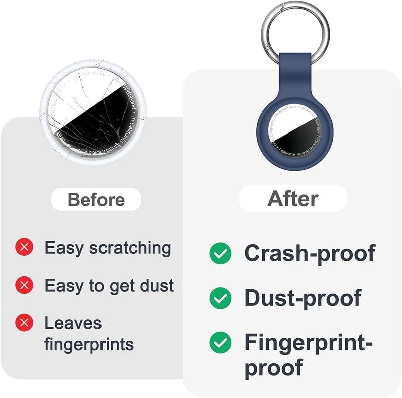 Dark Blue Silicone Keychain Case for AirTag, Compatible with Apple AirTag GPS Trackers - Image 4