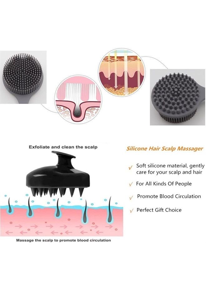 CINLITEK Silicone Body Scrubber & Scalp Massager, Long Handle Back Scrubber for Shower Brush,Exfoliating Body Scrubber, Shower Scrubber for Body Brush, Hair Dandruff Shampoo Brush for Men,Women&Kids - Image 3