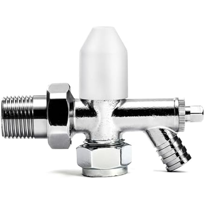 ANGLED RADIATOR LOCKSHIELD VALVE WITH DRAIN OFF (15MM X 1/2") (1)