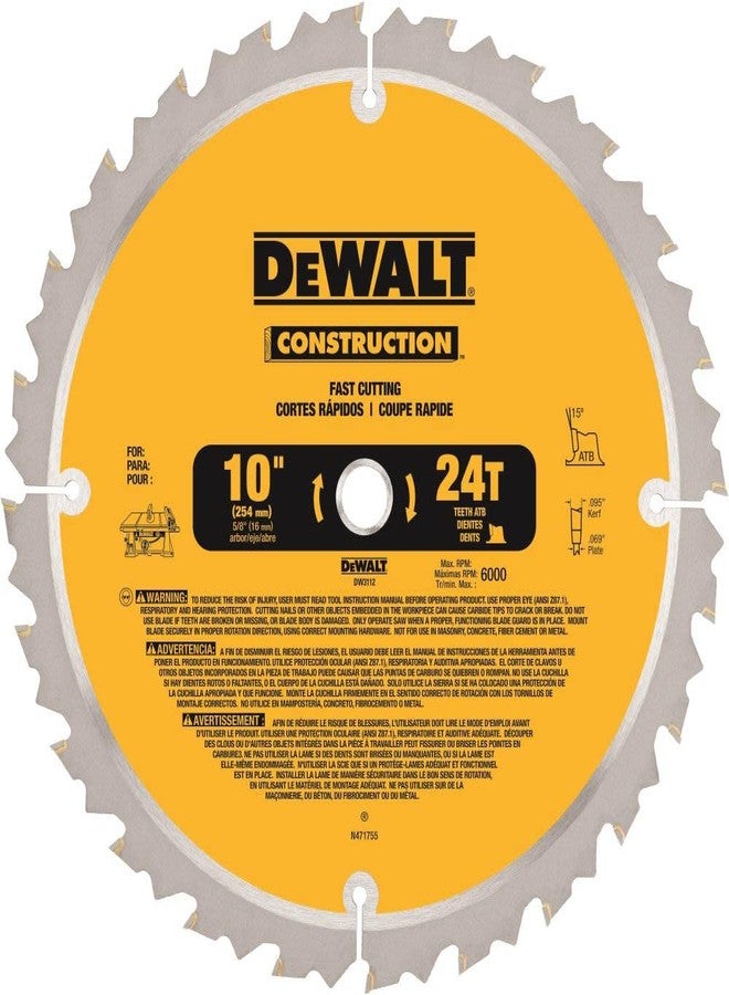 DEWALT 10-Inch Miter / Table Saw Blade, ATB, Thin Kerf, 5/8-Inch Arbor, 24-Tooth (DW3112) - Image 1
