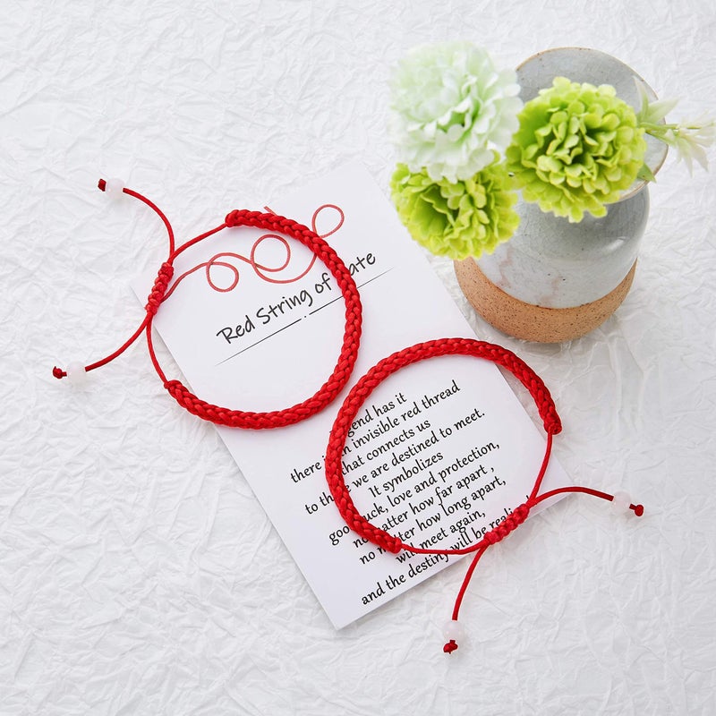 DESIMTION هدايا ديسيمشن للصديق، أفكار هدايا أساور الأزواج المتطابقة لصديقتك خيط القدر الأحمر لأساور العلاقات عن بُعد - Image 3