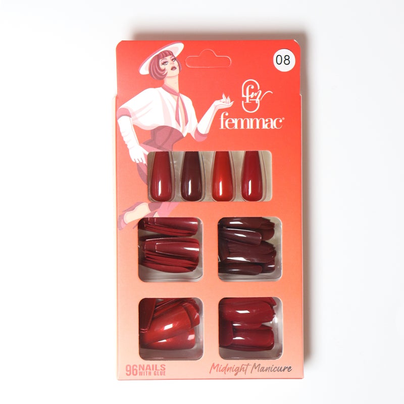 Midnight Manicure Press-On False Nails – Reusable, Lightweight, Salon Finish, 08 Cliff