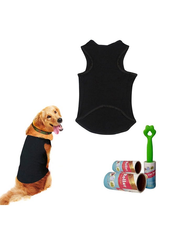 Sage Square Soft Cotton Dog T-Shirt With Lint Roller | Comfortable & Breathable Dog Clothing & Lint Roller Set For Dog Hair Removal From Clothes (Xxsmall - 10Inch, Black)  - Image 1