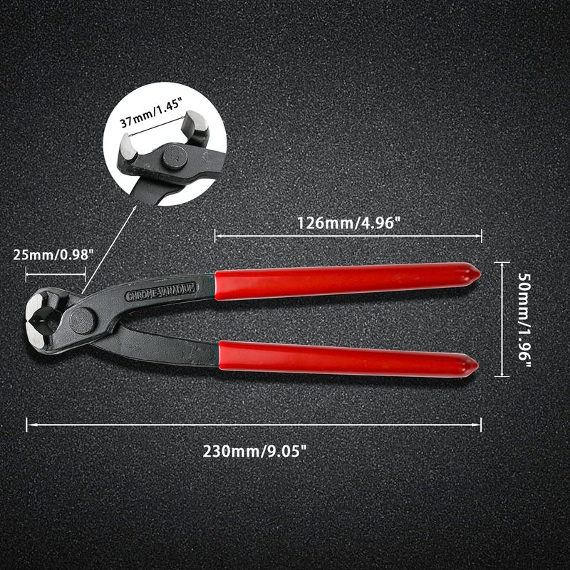 AKIHISA 9 inch Ear Clamp Pliers, Chrome Vanadium Steel Crimper Tool, Nail Remover, Pincer Crimper Tool for Pipe Hose Clamps - Image 3