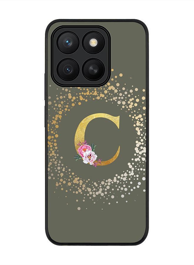 Stylizedd For Honor X8c Case,Slim fit Camera Protection, Shockproof Thin Phone cover  - Custom Monogram Floral - C  (Olive Green )