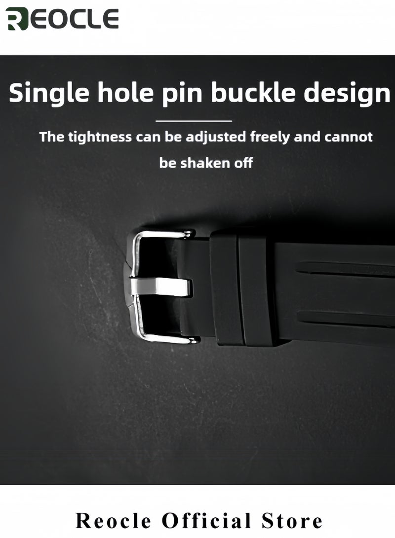 ريوكل ساعة يد رجالية رياضية رجالية رياضية مقاومة للماء ساعة كوارتز تناظرية رياضية أنالوجية ساعة يد رجالية كاجوال عصرية ساعة يد دائرية من سبيكة دائرية ذات قرص دوار معادن، زجاجها زجاج مقوى بمرآة سيليكون للرياضات الخارجية - Image 4