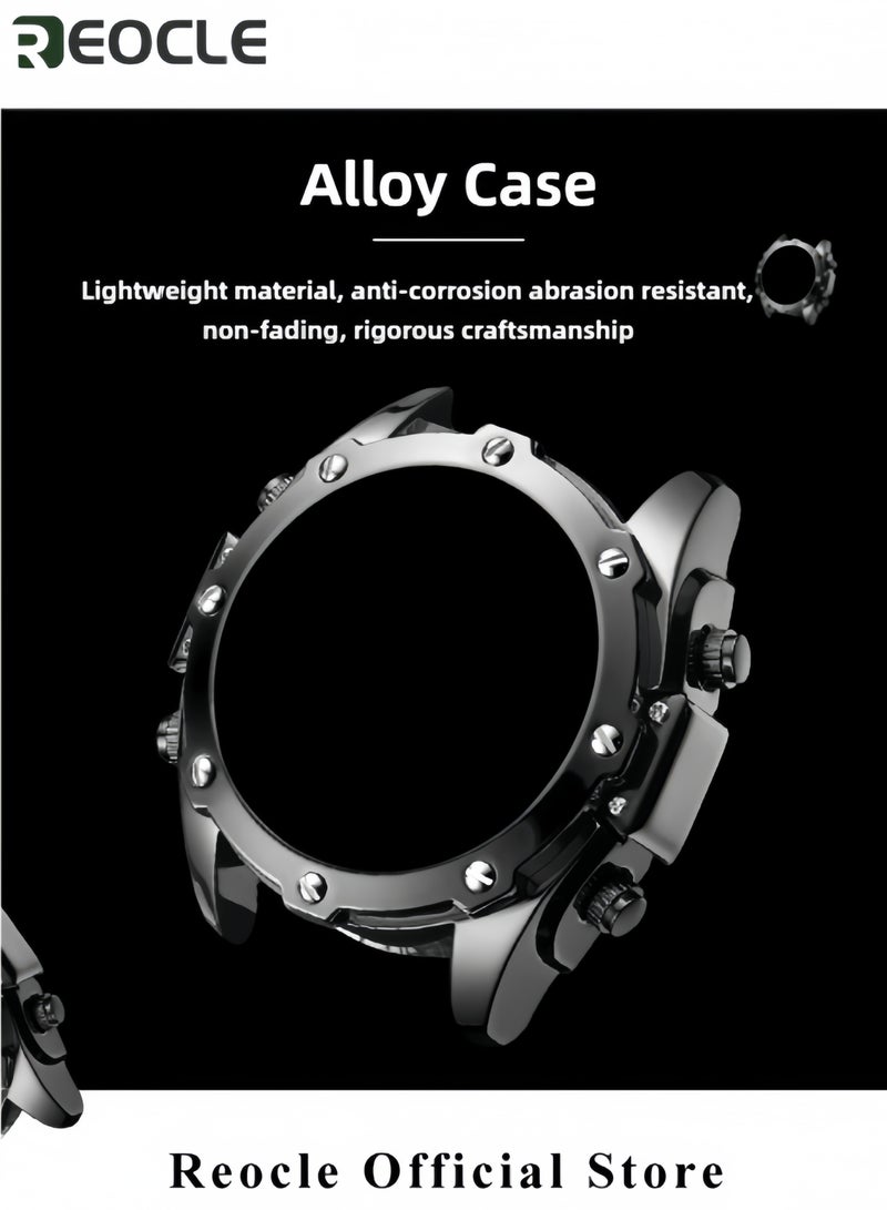 ريوكل ساعة يد رجالية رياضية رجالية رياضية مقاومة للماء ساعة كوارتز تناظرية رياضية أنالوجية ساعة يد رجالية كاجوال عصرية ساعة يد دائرية من سبيكة دائرية ذات قرص دوار معادن، زجاجها زجاج مقوى بمرآة سيليكون للرياضات الخارجية - Image 5