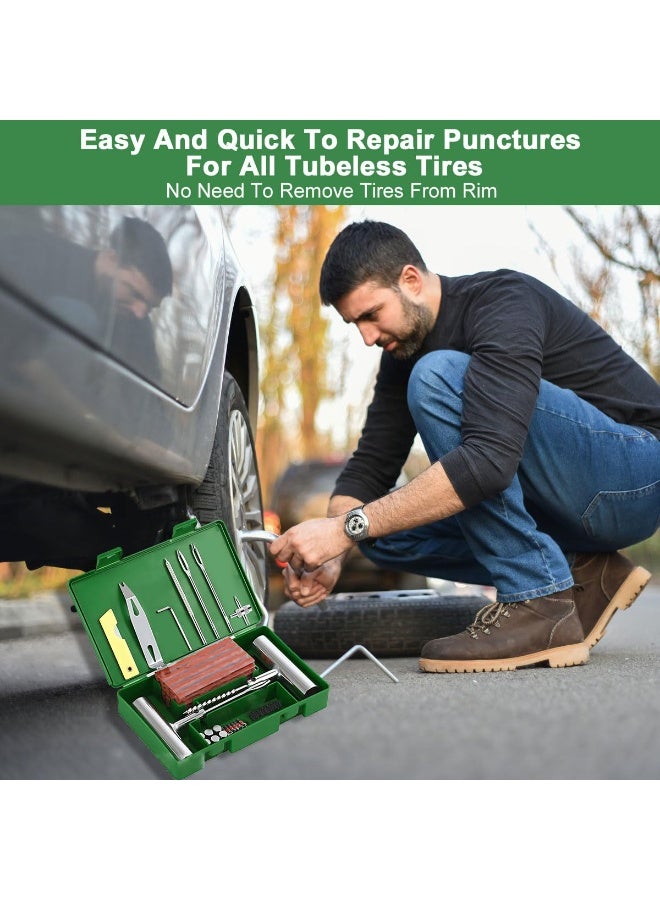 COYO Tire Repair Kit 58pcs, Universal Tyre Patch Repair Kit Quick Fix Puncture Plug Flat Patch Heavy Duty Tire Plug Tool Professional Tyre Repair Emergency Set for Bicycle Car Motorcycle Truck Tractor Jeep - Image 2