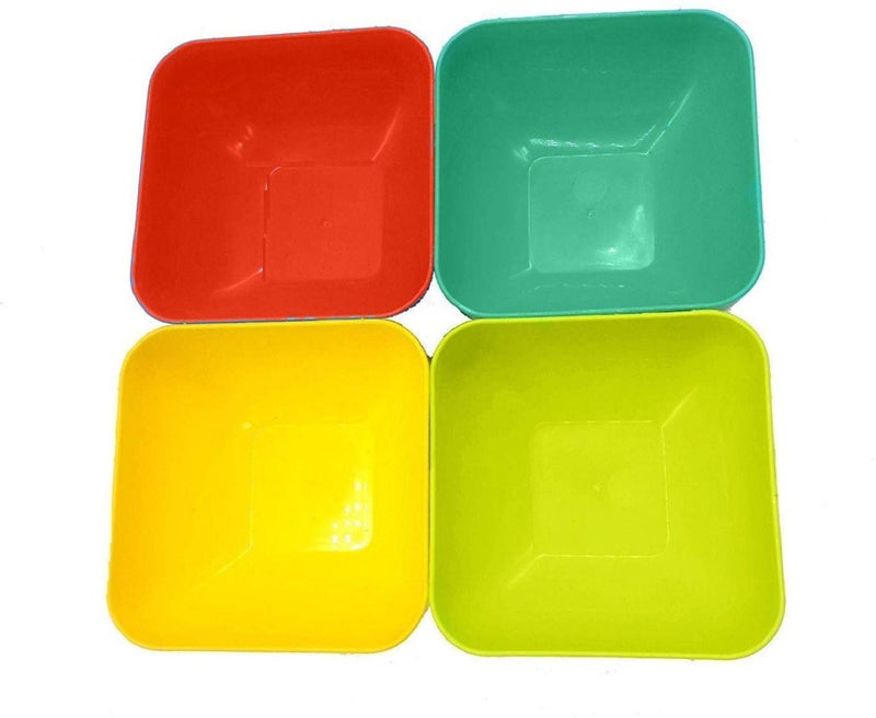 Crizer 4 Unbreakable Plastic Medium eco Square Snack and Serving Bowl Set Plastic Storage Bowl Plastic Serving Bowl - Image 4