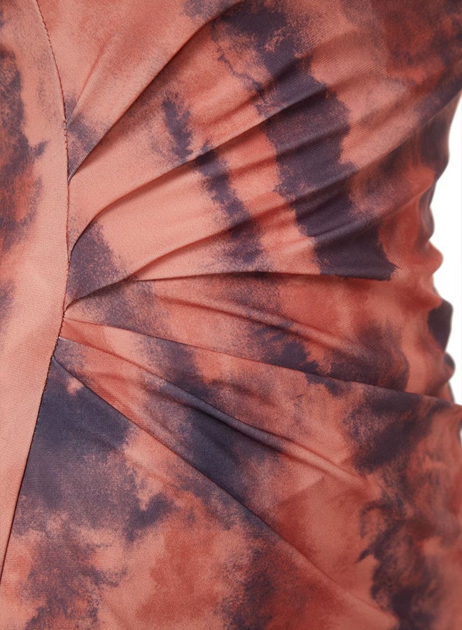 trendyol Printed Bodycon Midi One Shoulder Adjustable Strap Knitted Pencil Dress - Image 4