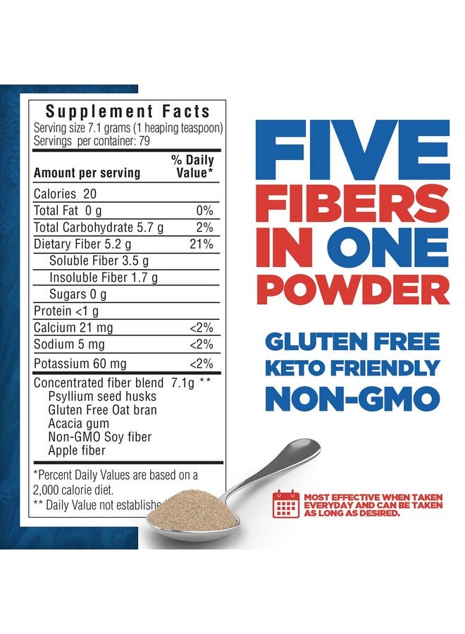 Yerba Prima Daily Fiber Formula 20 Oz Powder Unflavored Concentrated Blend Of Soluble/Insoluble Psyllium Seed Husks Acacia Gum Apple Fiber For Bulk Dietary Bulking Supplement Regularity - Image 3