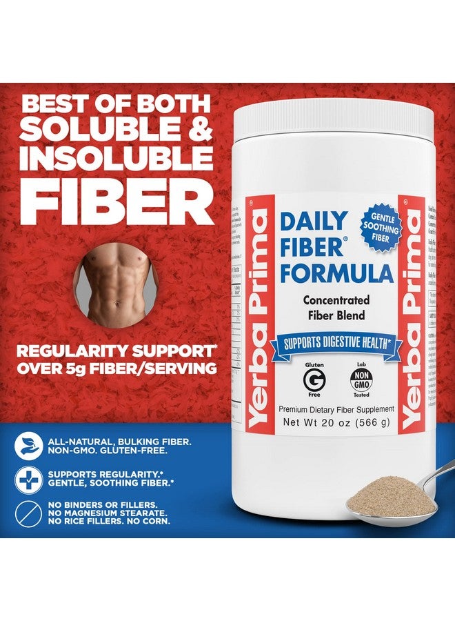 Yerba Prima Daily Fiber Formula 20 Oz Powder Unflavored Concentrated Blend Of Soluble/Insoluble Psyllium Seed Husks Acacia Gum Apple Fiber For Bulk Dietary Bulking Supplement Regularity - Image 4