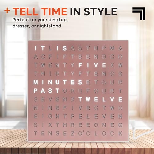 Sharper Image® LED Word Clock – 7.75" Light-Up Digital Clock for Desk & Wall| Modern Time Display Accent Clock| Unique Home Office Décor| Living Room Kitchen Bedroom| Housewarming Gift for Men & Women - Image 3