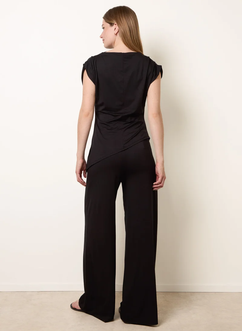 بلو فانيلا Soft Jersey Asymmetric Hem Set