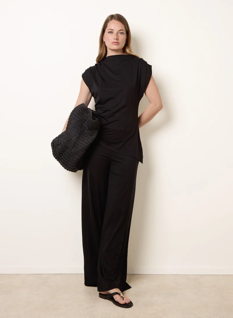 بلو فانيلا Soft Jersey Asymmetric Hem Set