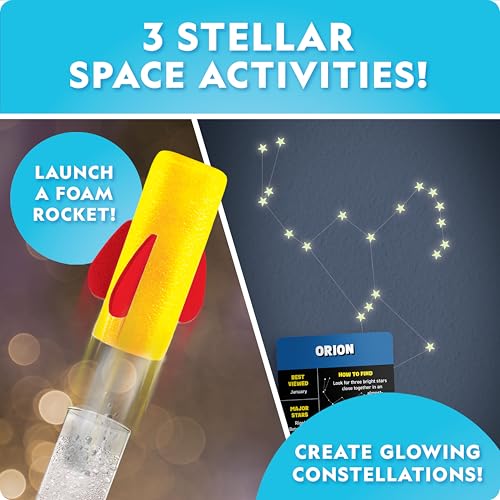 Blue Marble National Geographic Mega Space Activity Kit - Glow in The Dark Science Craft Kit for Kids with 100+ Pieces, Launch a Rocket, Create Glowing Constellations, Paint a Solar System & More - Image 3