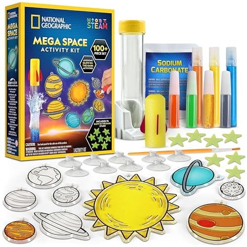 Blue Marble National Geographic Mega Space Activity Kit - Glow in The Dark Science Craft Kit for Kids with 100+ Pieces, Launch a Rocket, Create Glowing Constellations, Paint a Solar System & More - Image 1